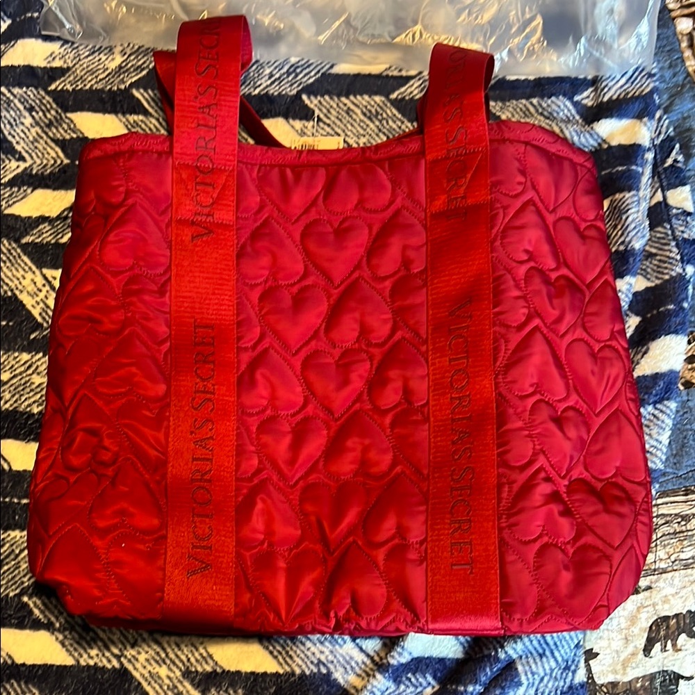 Victoria's Secret Red Quilted Tote Bag